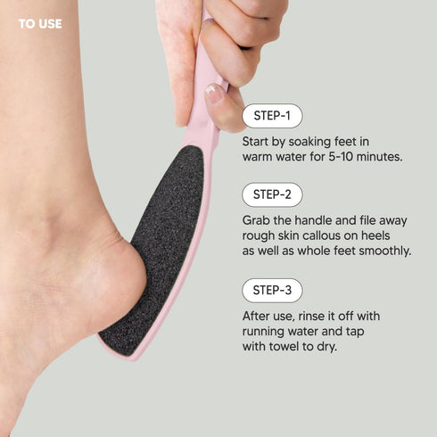 Wide Emery Foot File (Pink) - Double-Sided Pedicure Tool for Cracked Heels and Callus Removal