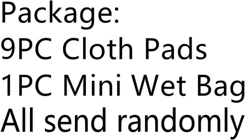 10 Pcs Reusable Menstrual Pad Set, 1Pc Mini Wet Bag + 9Pcs Light Flow Waterproof Mama Cloth Pads