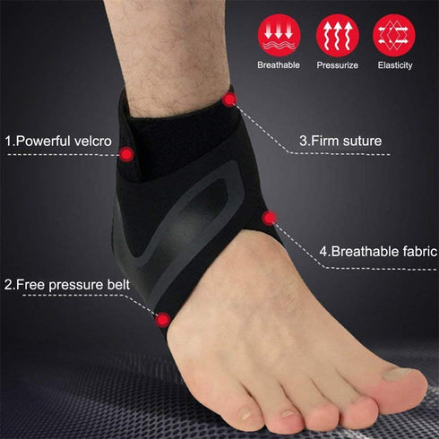 Ankle Support Brace, Adjustable Ankle Strain Protector Strap, Compression Wrap Stabilizer for Basketball Sport Injuries