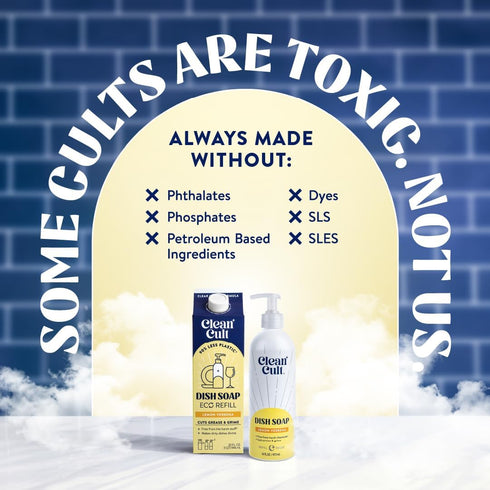 Cleancult Lemon Verbena Liquid Dish Soap, Refillable Aluminum Bottle, 16 oz
