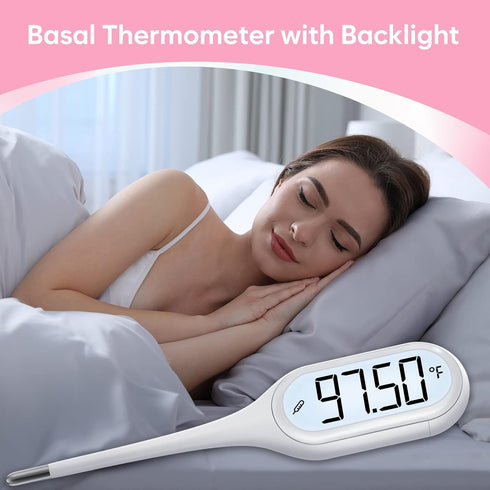 Digital Basal Body Thermometer, Easy@Home Accurate BBT for Ovulation Tracking, Fast Oral Thermometer with Large LCD