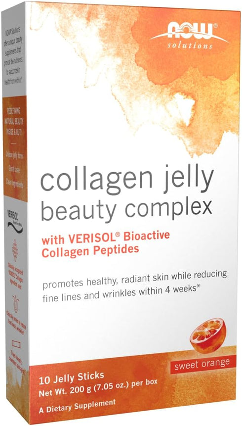 NOW Solutions, Collagen Jelly Beauty Complex, Sweet Orange Flavor, 10 Jelly Sticks