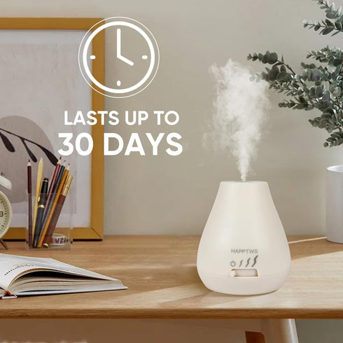 HAPPTWS 3 Settings Essential Oil Diffuser - Waterless Diffuser Timer Battery Powered for Bedroom Yoga Room Toilet Pet