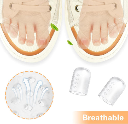 30Pcs Silicone Toe Protectors, Breathable Gel Anti-Friction Toe Caps Guards for Men Women, Soft Clear Toe Sleeves for
