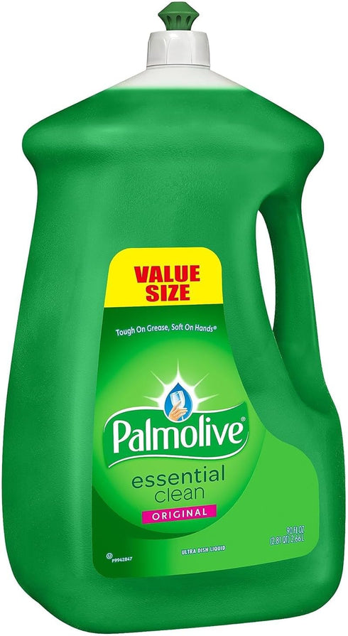 Palmolive Original Scent Dish Soap, 90 oz Bulk Value Size, Bundled Microfiber Cloths