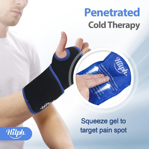 Hilph Wrist Ice Pack Wrap, Reusable Gel Cold Pack for Pain Relief, Hot & Cold Compress for Carpal Tunnel