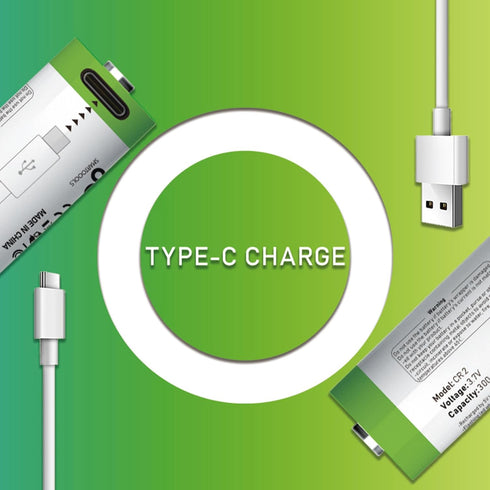 4 Pack CR2 Rechargeable 3.7V Lithium Batteries, 300mAh, USB Type C Fast Charge
