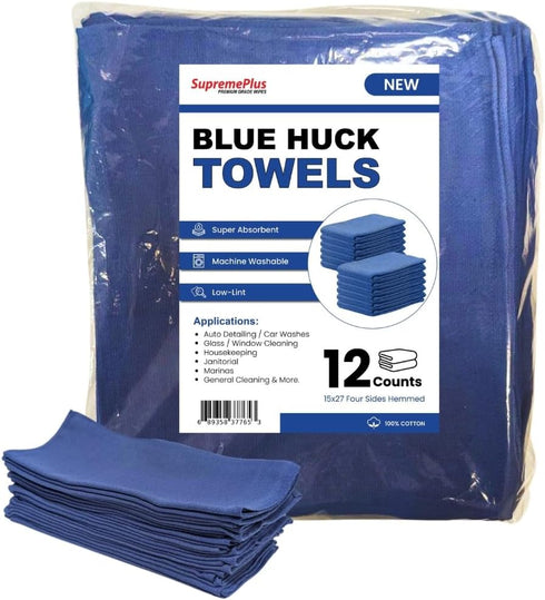 Premium Huck Towels, 100% Cotton Bulk Surgical Towel for General Cleaning, Auto Shop, Hospital Use, Super Absorbent,