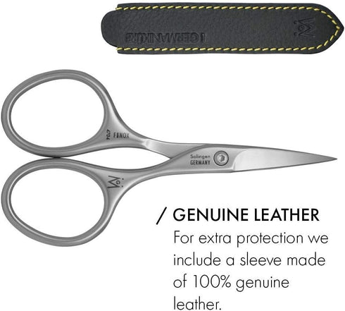 GERMANIKURE Professional Nail Cutter Scissors - Curved FINOX Stainless Steel Nail Scissors in Leather Case