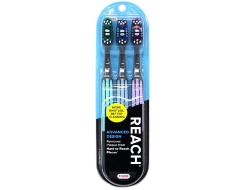 Reach 3 Count (Pack 2) 6 Advanced Design Firm Toothbrushes, Colors May Vary, of Total Toothbrushes