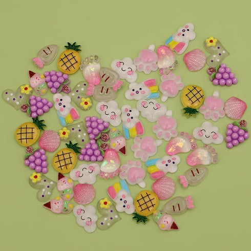 Pack of 250pcs Cute 3D Nail Charms for Acrylic Nails, Flower Bee Pineapple Bear Charms for Nail Art Decorations