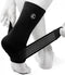KARM Ankle Compression Sleeve with Support Strap for Achilles Tendonitis, One Size, Black