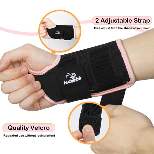 NuCamper Wrist Brace for Carpal Tunnel Relief, Adjustable Wrist Support Splint Hand Brace for Men Women, Wrist