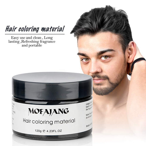 MOFAJANG Unisex Hair Wax Color Dye Styling Cream, Washable Temporary Pomade for Party Cosplay, Dark Grey