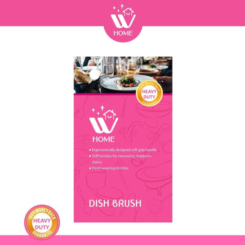 WBM Home Dish Brush, 3 Pack, Soft Long Handle, Durable Nylon Bristles, Pink