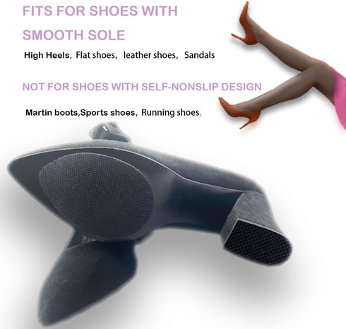 Non-Slip Shoe Pads, Adhesive Sole Protectors for High Heels, Anti-Slip Shoe Grips (Black, 4 Pairs)