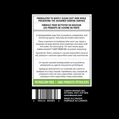 Caron & Doucet Cast Iron Cleaning Soap | 100% Plant-Based Soap for Cleaning, Restoring, and Care (8 oz)