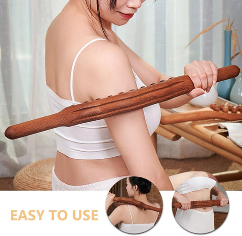 Wooden Massage Stick Self-Care Tool Compact Wood Massager for Home Travel Enhances Blood Flow Lymphatic Circulation