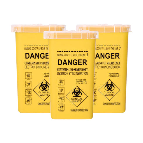 3pcs Needle Disposal Boxes for Tattoo Supplies, Sharps Containers Waste Boxes (Yellow)