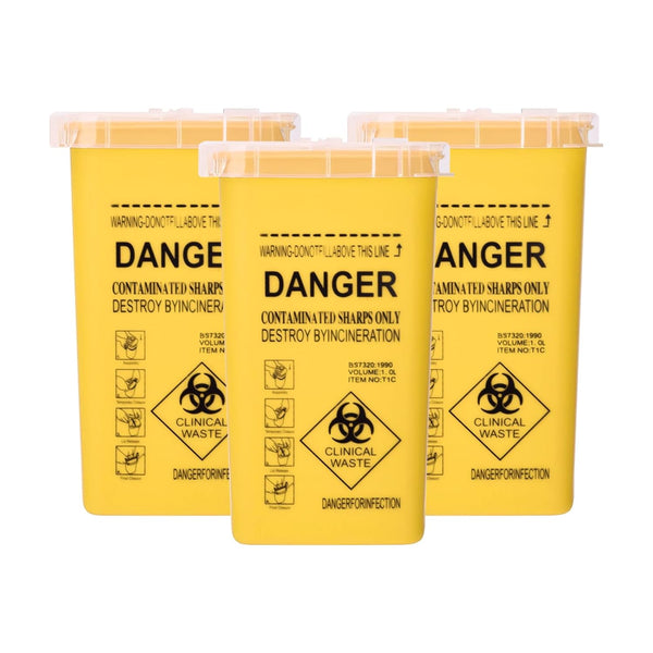 3pcs Needle Disposal Boxes for Tattoo Supplies, Sharps Containers Waste Boxes (Yellow)