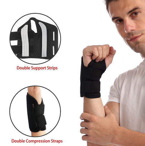 NuCamper Wrist Brace for Carpal Tunnel, Adjustable Night Sleep Support Splints for Men and Women, Tendonitis Pain Relief