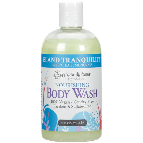 Ginger Lily Farms Botanicals Nourishing Body Wash, Island Tranquility, 100% Vegan, Green Tea & Lemongrass Scent, 12 Fl