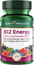 Purity Products B-12 Energy Berry Lemonade Melt, 30 Melting Tablets | Methylcobalamin B12 with Vitamins B6, D3, Folic