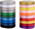 20 Colors 300 Yard Double Faced Rainbow Satin Ribbon, 18 Rolls & 2 Glitter Metallic, 3/8" X 15 Yard for Craft Projects
