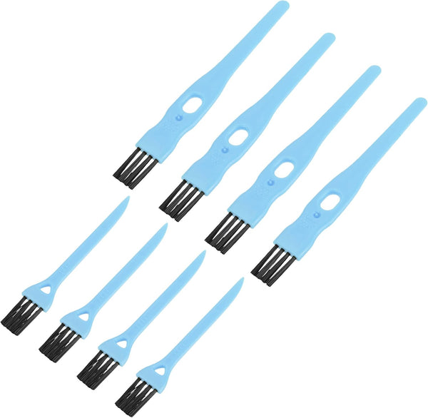 MECCANIXITY Shaver Brush Cleaning Tools, Blue Handle, Black Nylon Bristles, 8 Pack for Home and Office