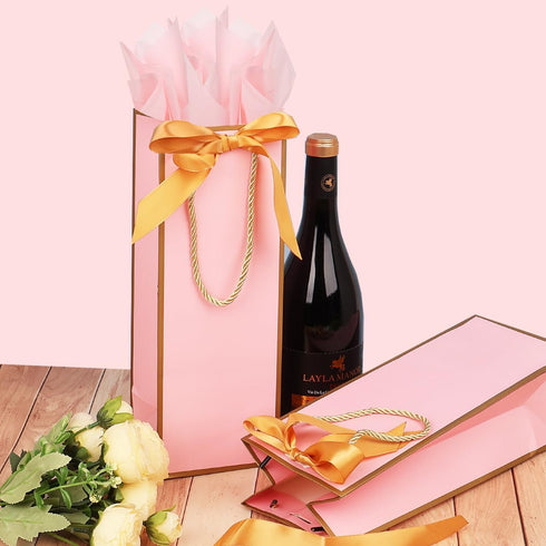 ZJHiome 6 Pack Wine Gift Bags with Tissue Paper Wine Bottle Paper Bags with Bow Ribbon for Wedding Birthday Christmas