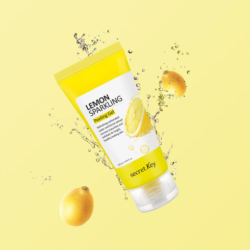 SECRETKEY Lemon Sparkling Peeling Gel, Deep Cleansing Exfoliation, 4.05 oz / 120 ml for Sensitive Skin
