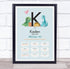 The Card Zoo New Baby Birth Details Christening Nursery Dinosaur Initial K Gift Print