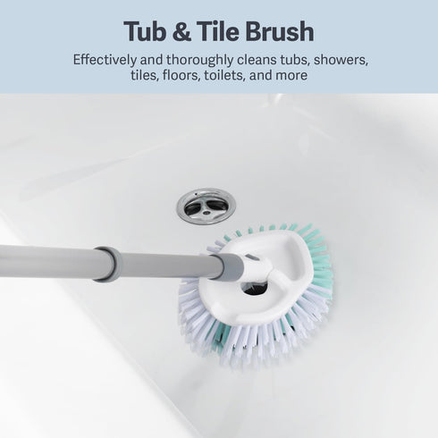 Casabella Tub & Tile Brush - Extendable Bathroom Cleaning Brush with Non-Slip Grip, All-Around Dual Bristles