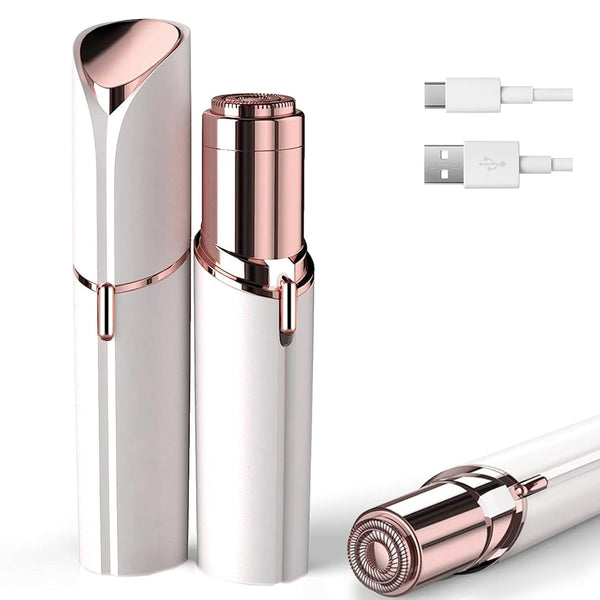 Painless Facial Hair Removal Device for Women, Electric Razor for Lip, Chin, Arms with 2 Replacement Heads, USB