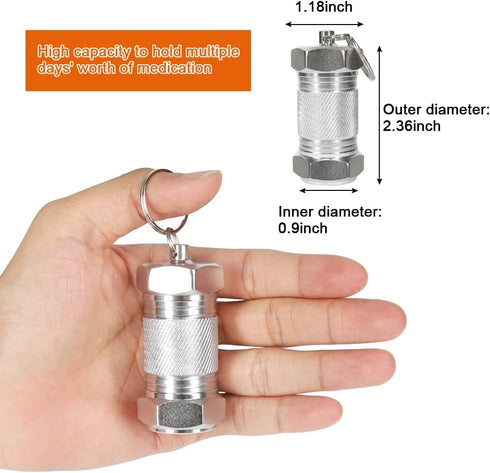 Shintop 2PCS High Capacity Aluminum Keychain Waterproof Pill Container