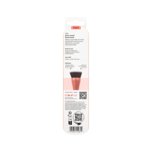 Real Techniques Glow Round Base Makeup Brush, Flat Top Foundation Brush for Buffing & Blending