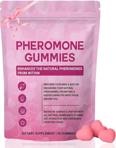 SUUDUUL Pheromone Gummies for Women Enhance Natural Scent & Confidence Support, Strawberry Flavor,