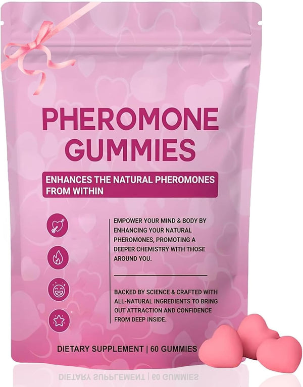 SUUDUUL Pheromone Gummies for Women Enhance Natural Scent & Confidence Support, Strawberry Flavor,