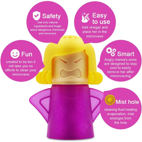 Abnaok Microwave Cleaner, 2 PCS Angry Mama Steam Cleaner, Easily Clean in Minutes with Vinegar and Water