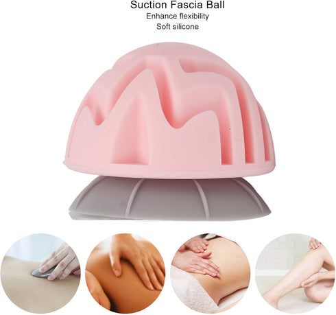 Suction Fascia Ball, Round Shape Suction Balls Massager, Portable Soft Silicone Fascia Massage Ball for Reducing Back