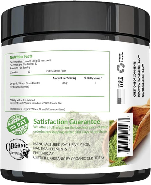 Wheatgrass Powder - USDA Certified Organic, Rich In Essential Amino Acids, Chlorophyll, Antioxidants, Fatty Acids,