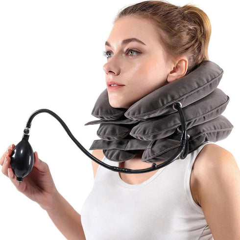 S Neck Traction Device for Instant Pain Relief - Adjustable Inflatable Neck Support Brace & Decompression Pillow for