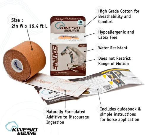 Kinesio Equine Tape - Tex Gold FP Horse Tape, 2”x 16’ Roll, Made Specifically for Horses