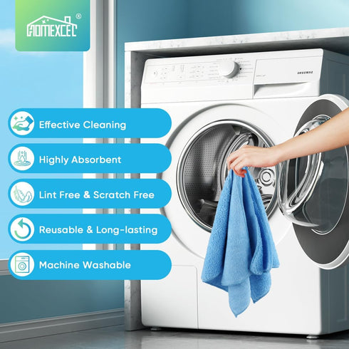 HOMEXCEL 12 Pack Microfiber Cleaning Cloths, Blue Premium Towels, Lint Free, Highly Absorbent, 11.5"X11.5"