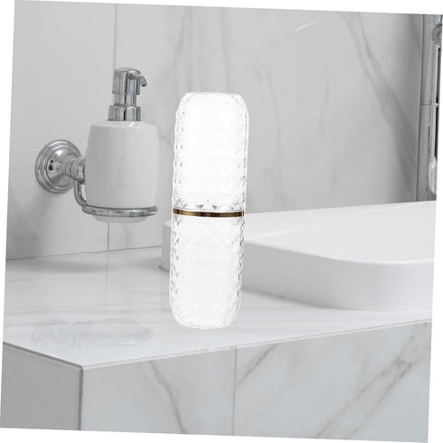 OUNONA Portable Travel Toothbrush Case and Holder Plastic Toothbrush Storage Container with Mouthwash Cup Function