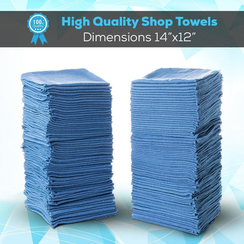 SIMPLI-MAGIC Premium Shop Towels 14”x12”, Commercial Grade Blue, 100 Pack