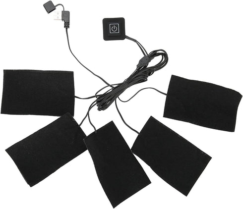 Electric Clothes Heating Pads Set, 5Pcs Adjustable Temperature USB Heater Pads, Waterproof Fiber Heating Pads 4.3 x