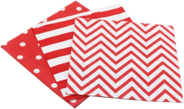 Red Paper Napkins, Decorative Biodegradable for Party Events, 60 Count, Folded 6.5” x 6.5”, Unfolded 13” x 13”