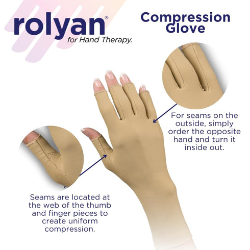 Rolyan Fingerless Compression Glove for Arthritis, Right Hand, Small, Open Finger