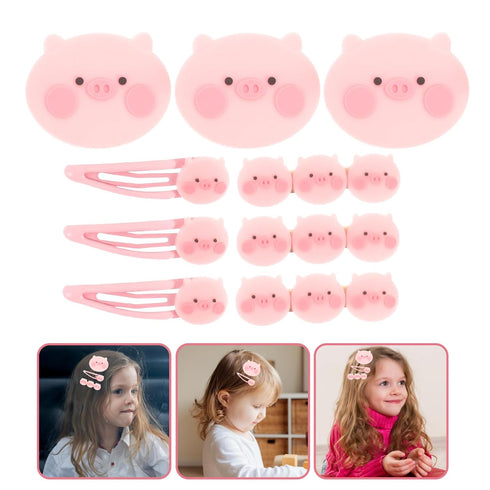 KESYOO Cartoon Pink Pig Hairpins, Cute Animal Barrettes, Stylish Accessories Hair Decor (9pcs)